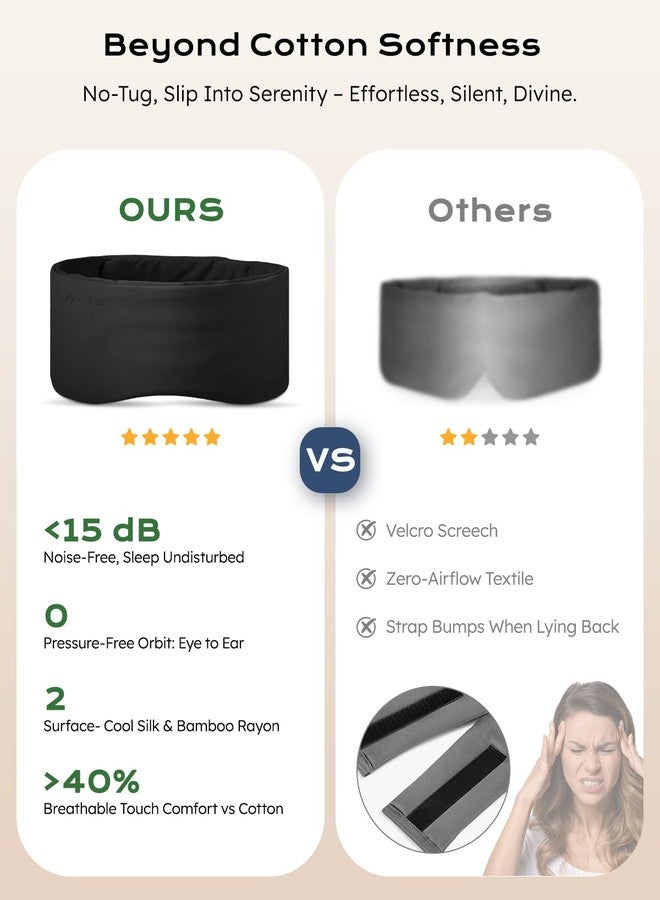 ProCIV Dual-Sided Sleep Mask for Side Sleepers, Soundless Velcro, Bamboo Fiber & Milk Silk Eye Mask, Zero Pressure Sleeping Mask for Women & Men, Eye Relief Blindfold for Nap, Travel Essentials, Black - Image 2